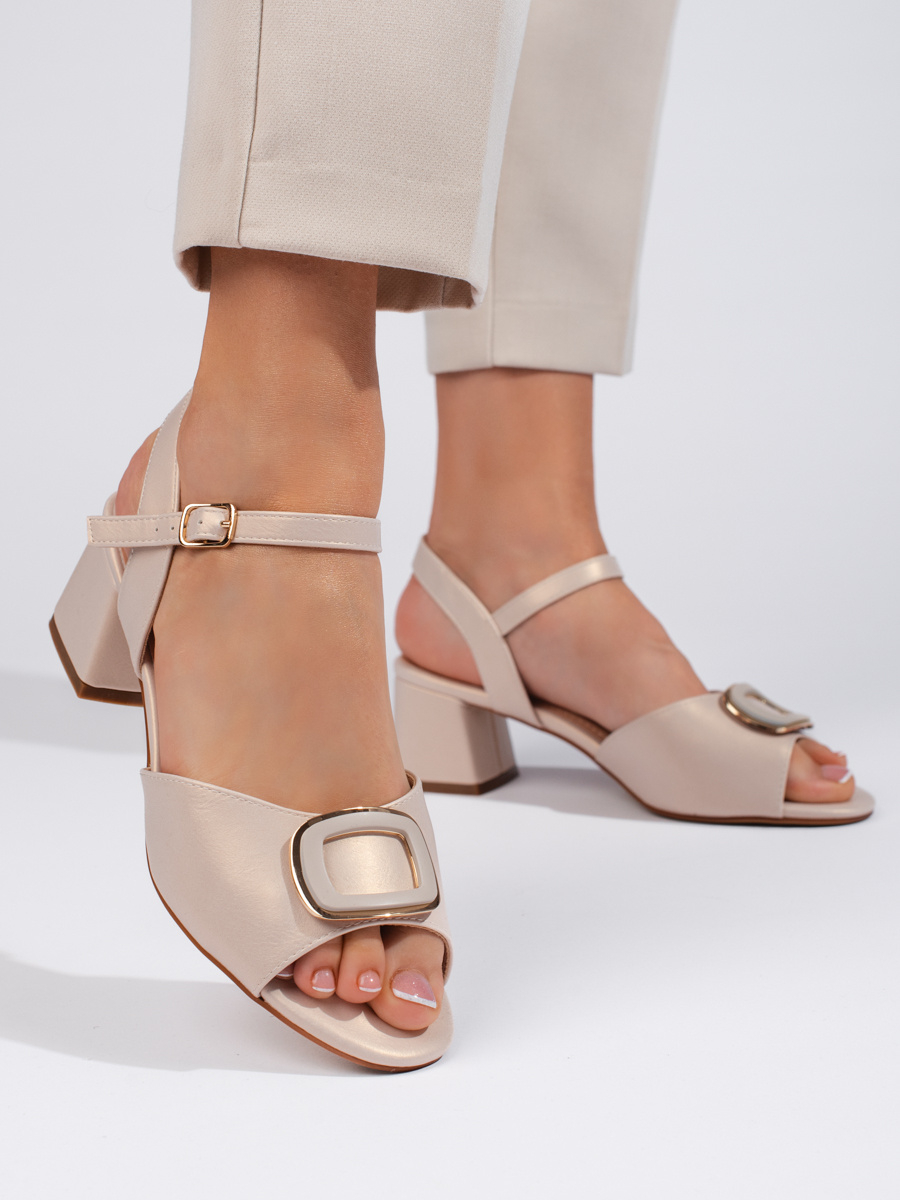 Pohodlné sandály dámské hnědé na širokém podpatku