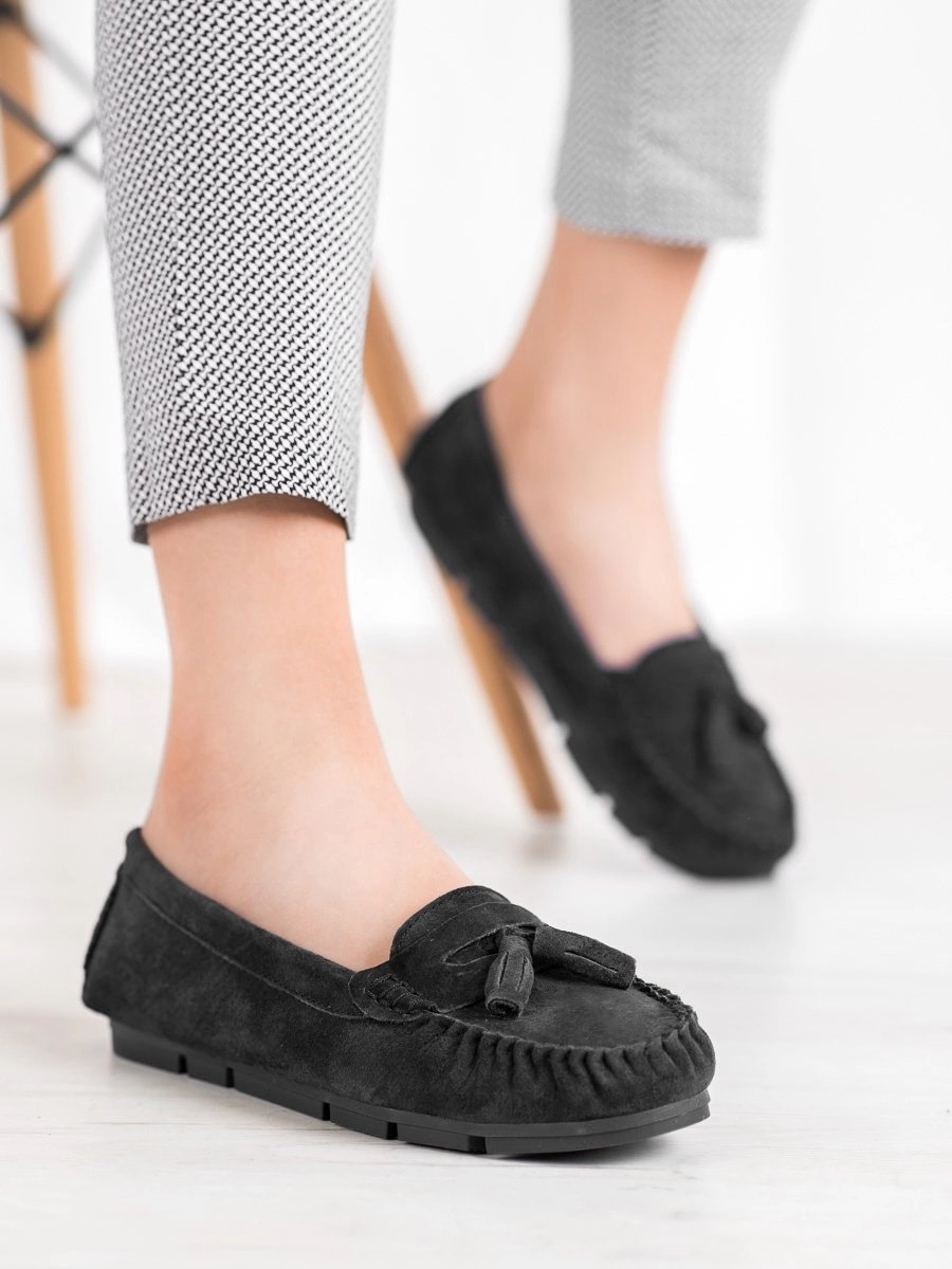 Trendy dámské mokasíny černé bez podpatku | AMIATEX.cz