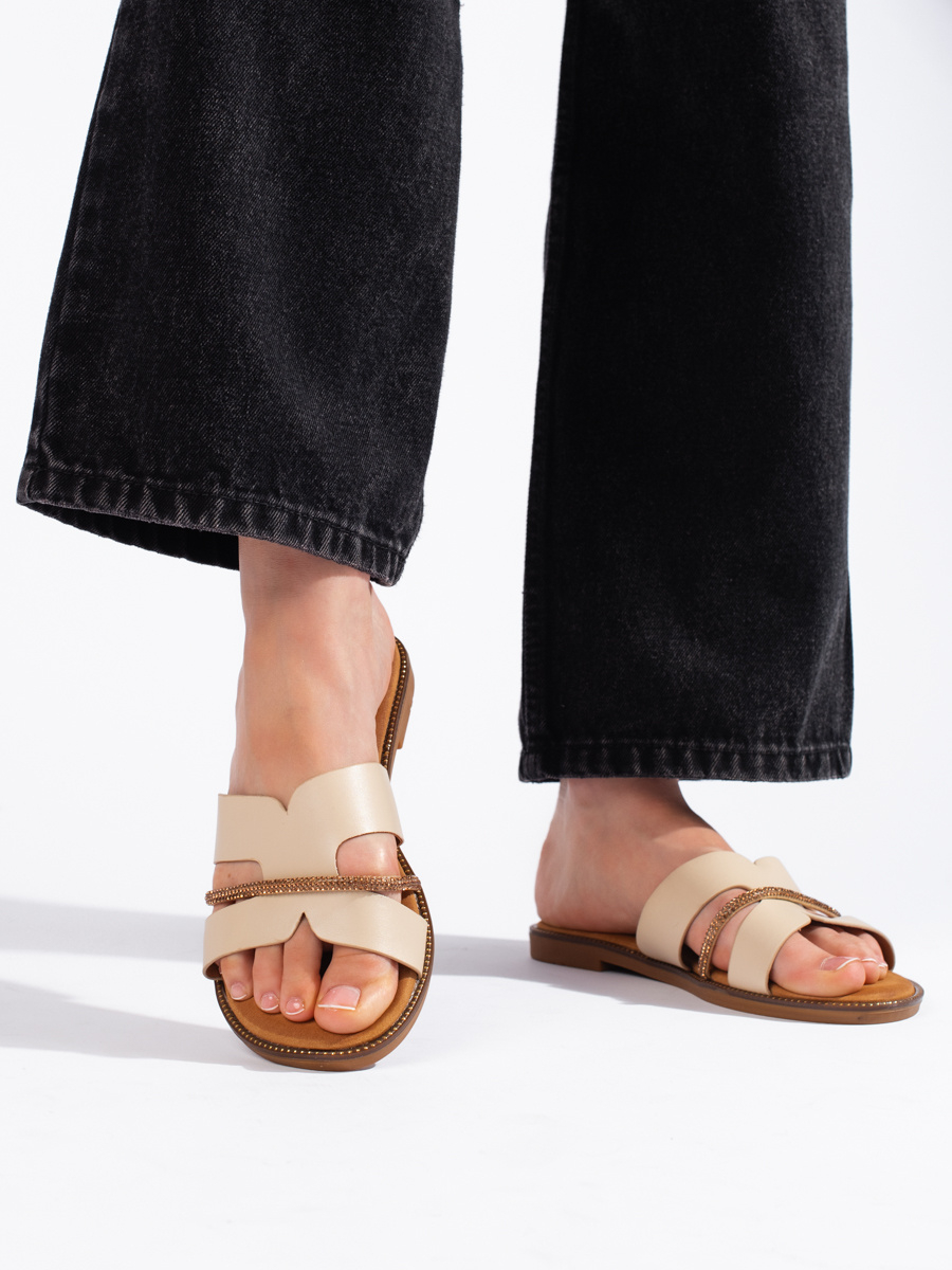 Výborné dámské sandály hnědé bez podpatku