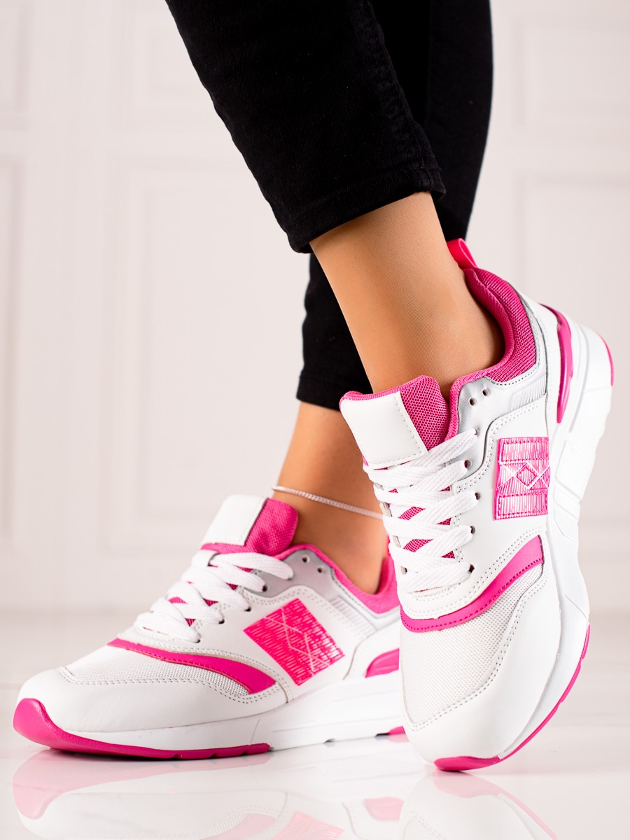 Zajímavé dámské  tenisky růžové bez podpatku